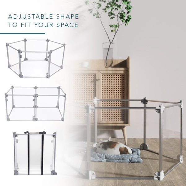 Front Row Clear Dog Pen, Transparent Pet Pen, Adjustable 6Panel